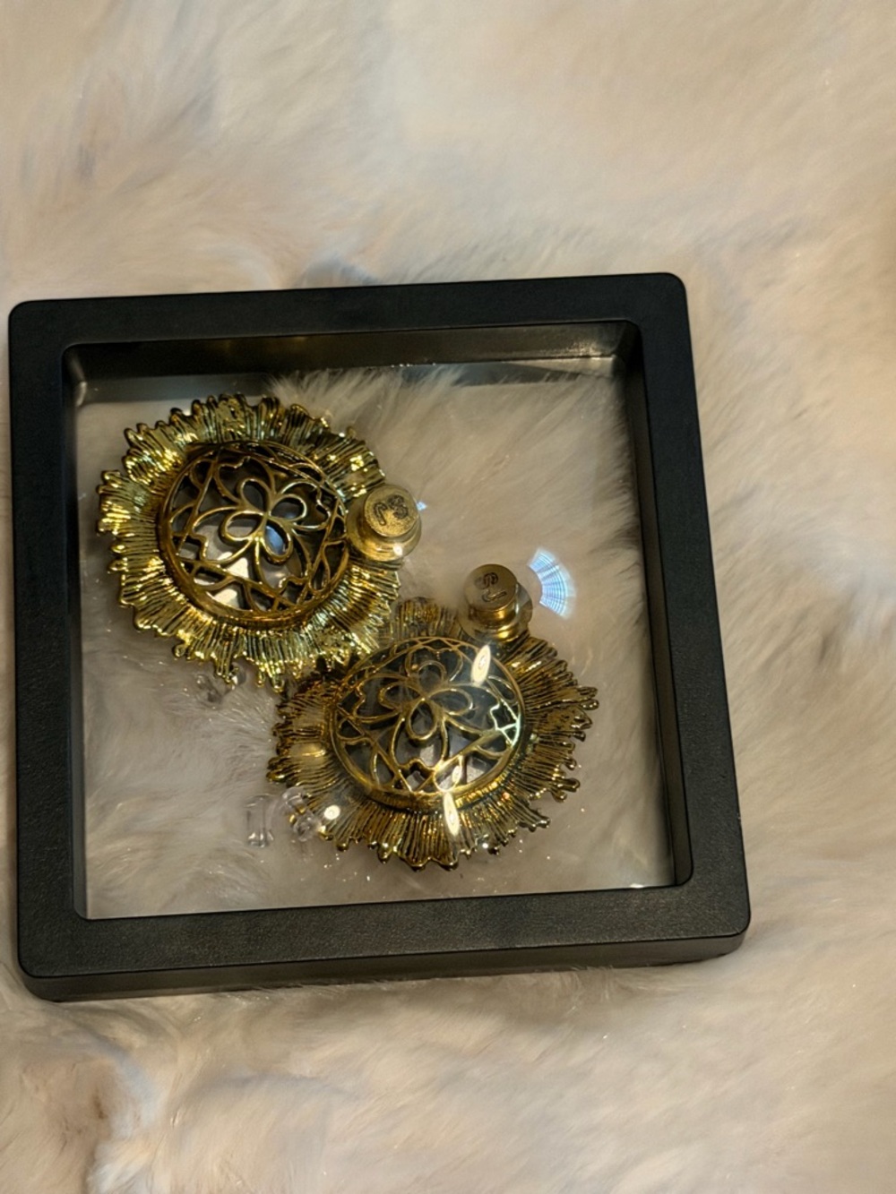 Sassy Jones Multicolor Floral Earrings with Yellow Crystal Center - Picture 2 of 2
